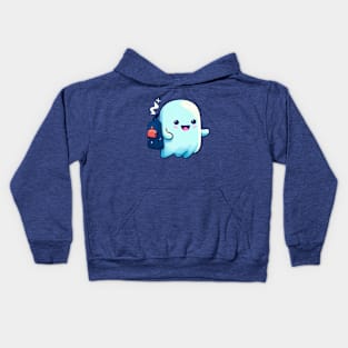 Little happy kawaii ghost goes to school Kids Hoodie